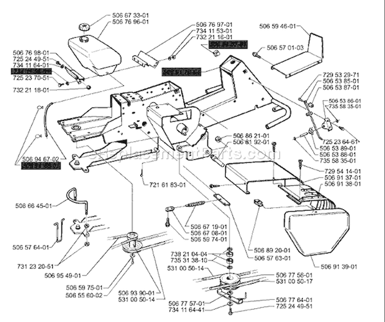 Page A Diagram and Parts List for 970 Rider  H-15 1998-01 Husqvarna Lawn Tractor