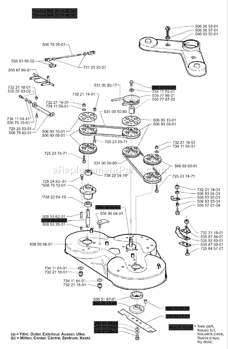 Page J Diagram and Parts List for 970 Rider  H-15 1998-01 Husqvarna Lawn Tractor