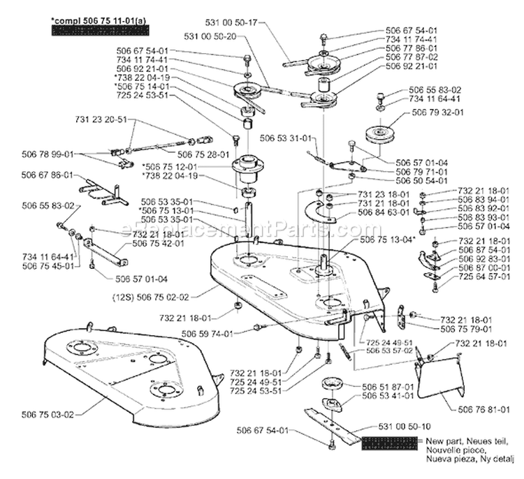 Page N Diagram and Parts List for 970 Rider  H-15 1998-01 Husqvarna Lawn Tractor