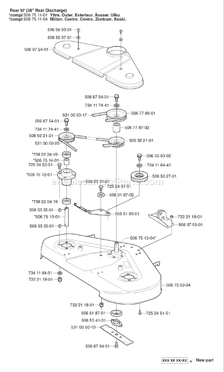 Page G Diagram and Parts List for RIDER Pro 15-V2 2003-01 Husqvarna Lawn Tractor