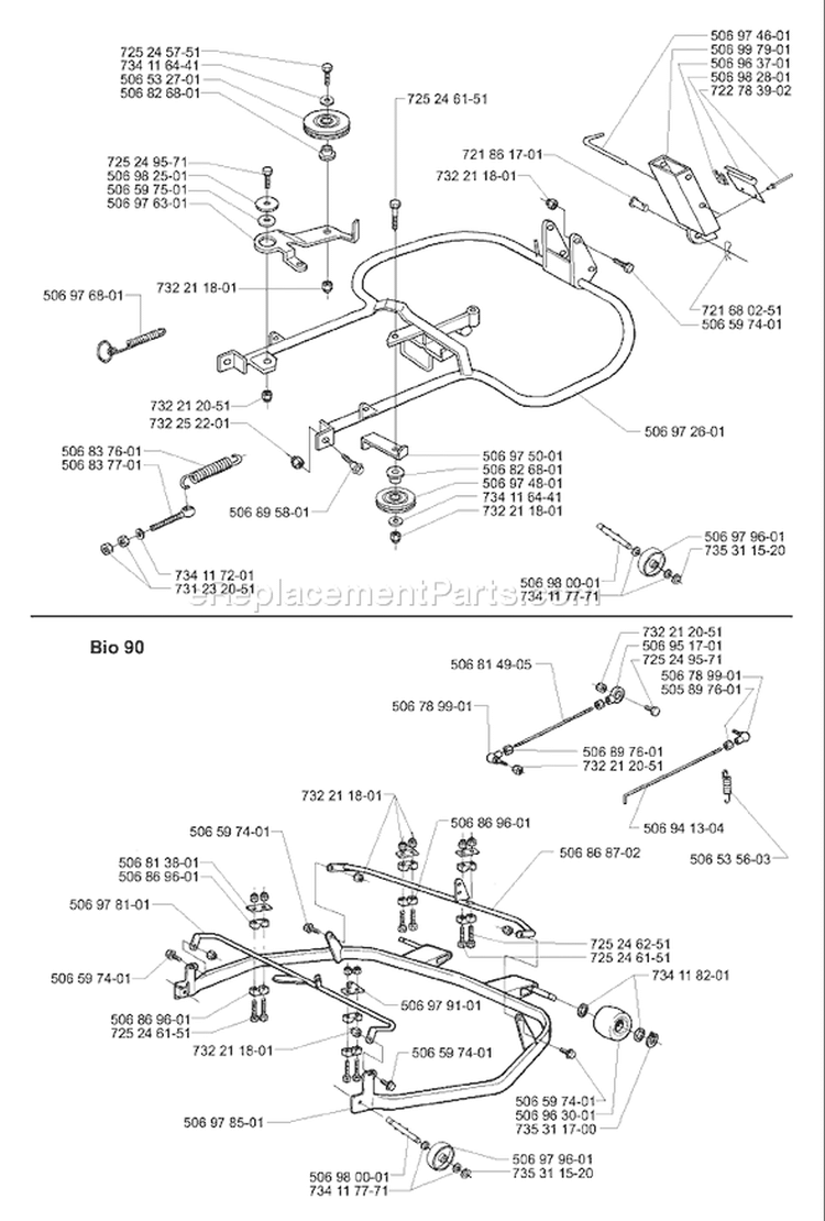 Page J Diagram and Parts List for RIDER Pro 15 2001-02 Husqvarna Lawn Tractor