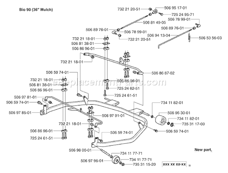 Page J Diagram and Parts List for RIDER Pro 15 2003-01 Husqvarna Lawn Tractor