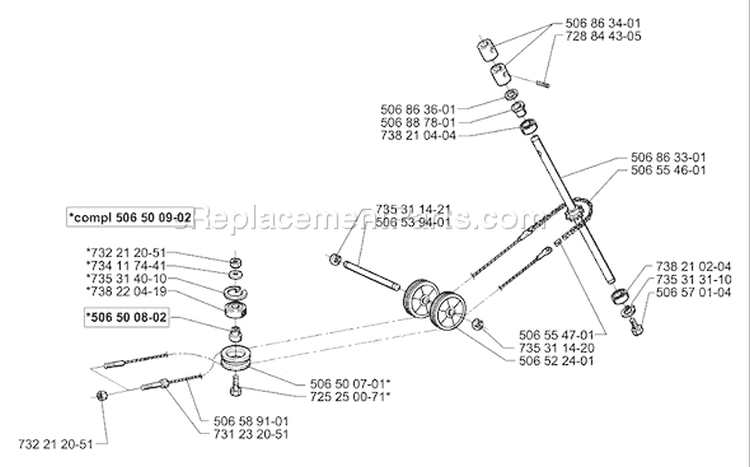Page S Diagram and Parts List for RIDER Proflex 21 2001-01 Husqvarna Lawn Tractor
