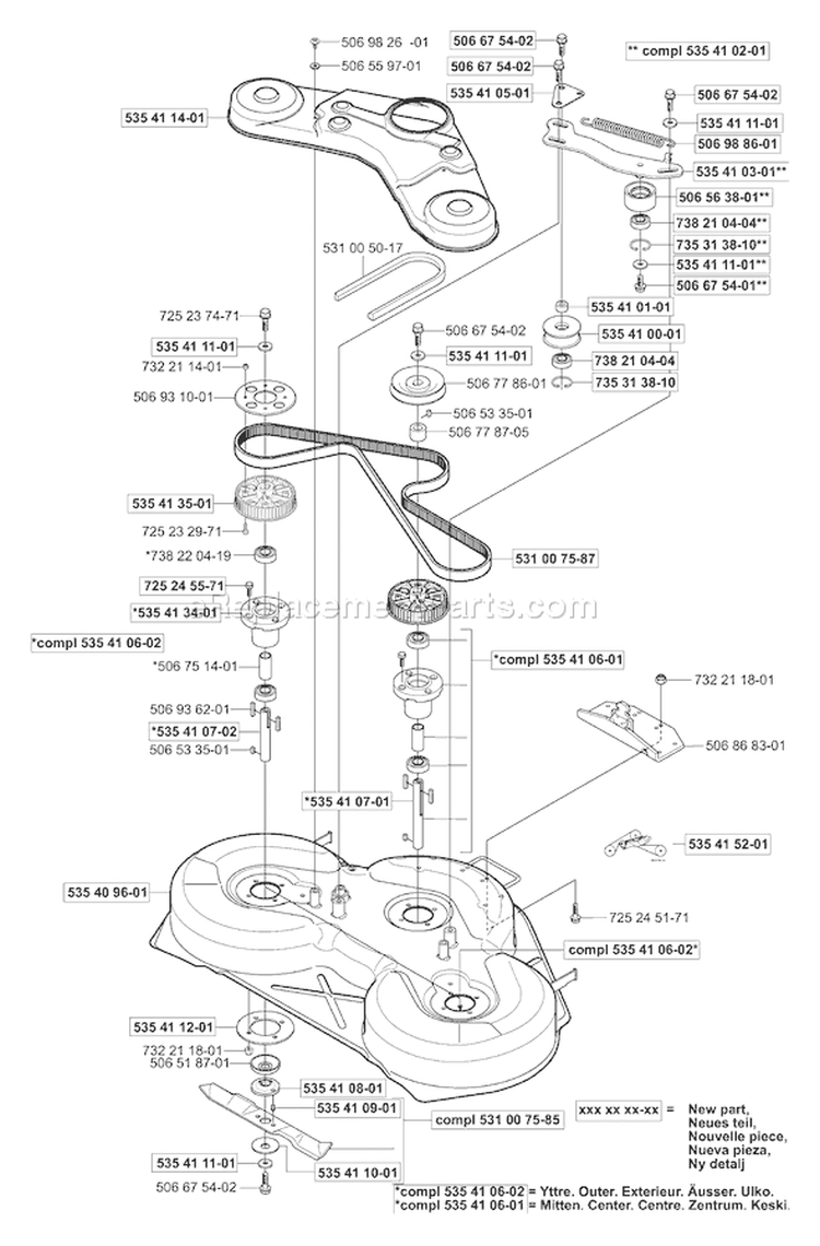Page E Diagram and Parts List for RIDER Proflex 21 2001-01 Husqvarna Lawn Tractor