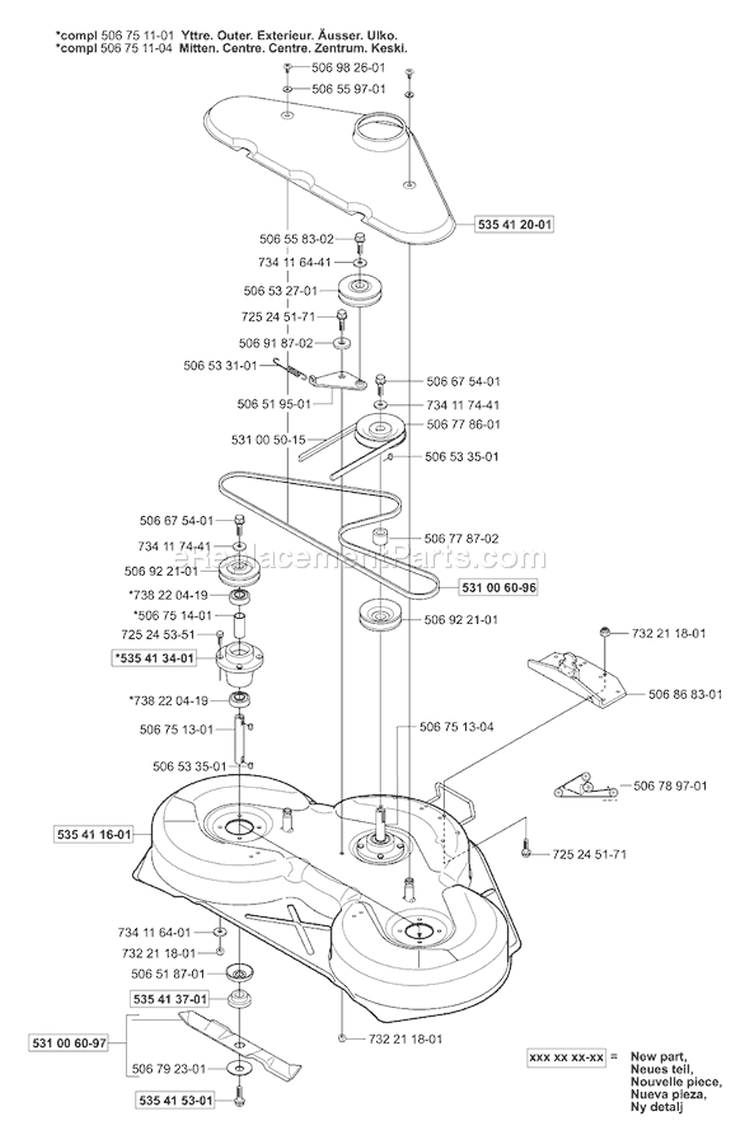 Page F Diagram and Parts List for RIDER Proflex 21 2001-01 Husqvarna Lawn Tractor