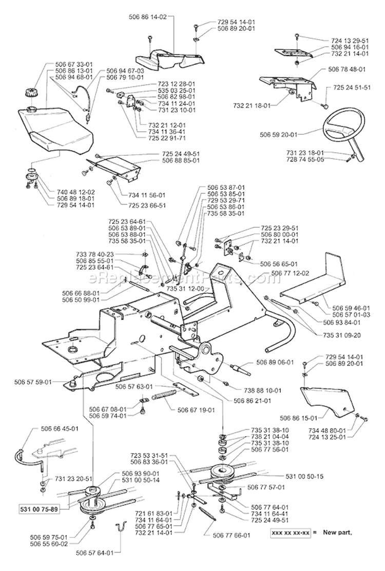 Page A Diagram and Parts List for RIDER Proflex 21 USA -2001-02 Husqvarna Lawn Tractor