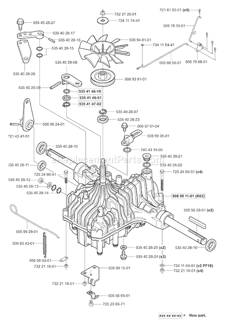 Page J Diagram and Parts List for RIDER Proflex 21 USA -2001-02 Husqvarna Lawn Tractor