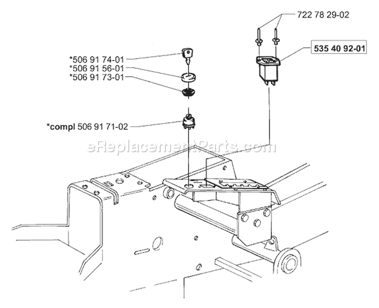 Page K Diagram and Parts List for RIDER Proflex 21 USA -2001-02 Husqvarna Lawn Tractor