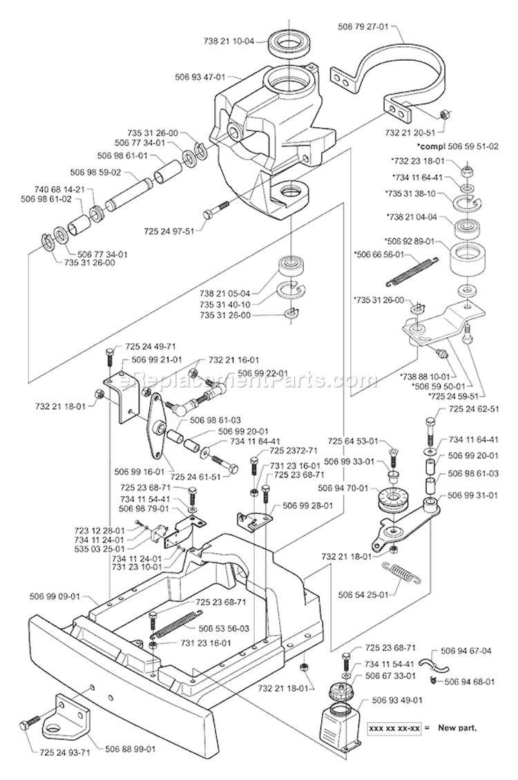 Page N Diagram and Parts List for RIDER Proflex 21 USA -2001-02 Husqvarna Lawn Tractor