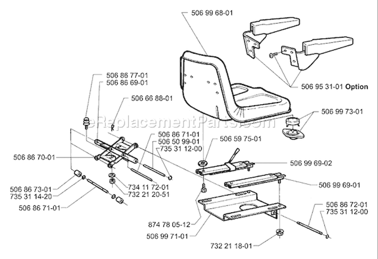 Page O Diagram and Parts List for RIDER Proflex 21 USA -2001-02 Husqvarna Lawn Tractor