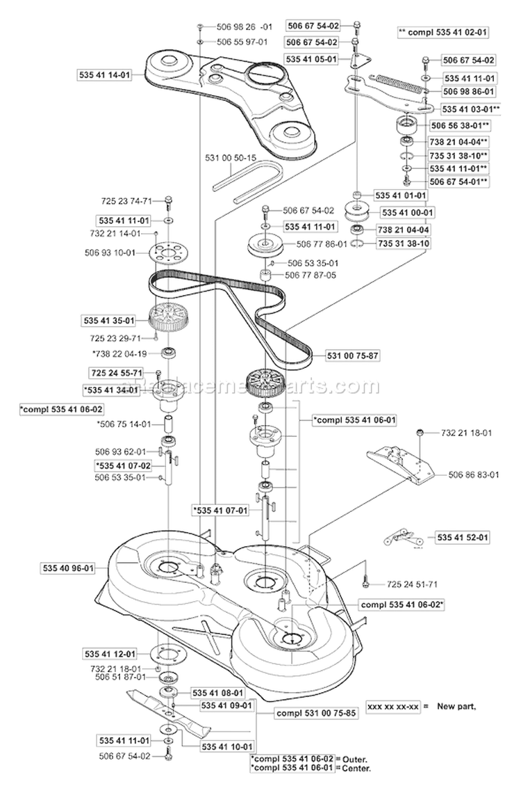 Page C Diagram and Parts List for RIDER Proflex 21 USA -2001-02 Husqvarna Lawn Tractor