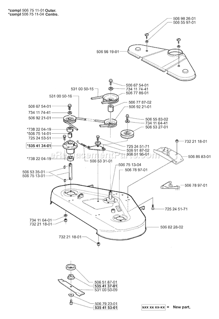 Page E Diagram and Parts List for RIDER Proflex 21 USA -2001-02 Husqvarna Lawn Tractor