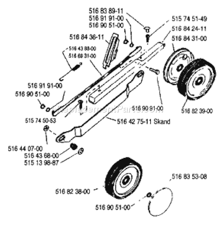 Page G Diagram and Parts List for ROYAL 19 S 1988-05 Husqvarna Lawn Mower