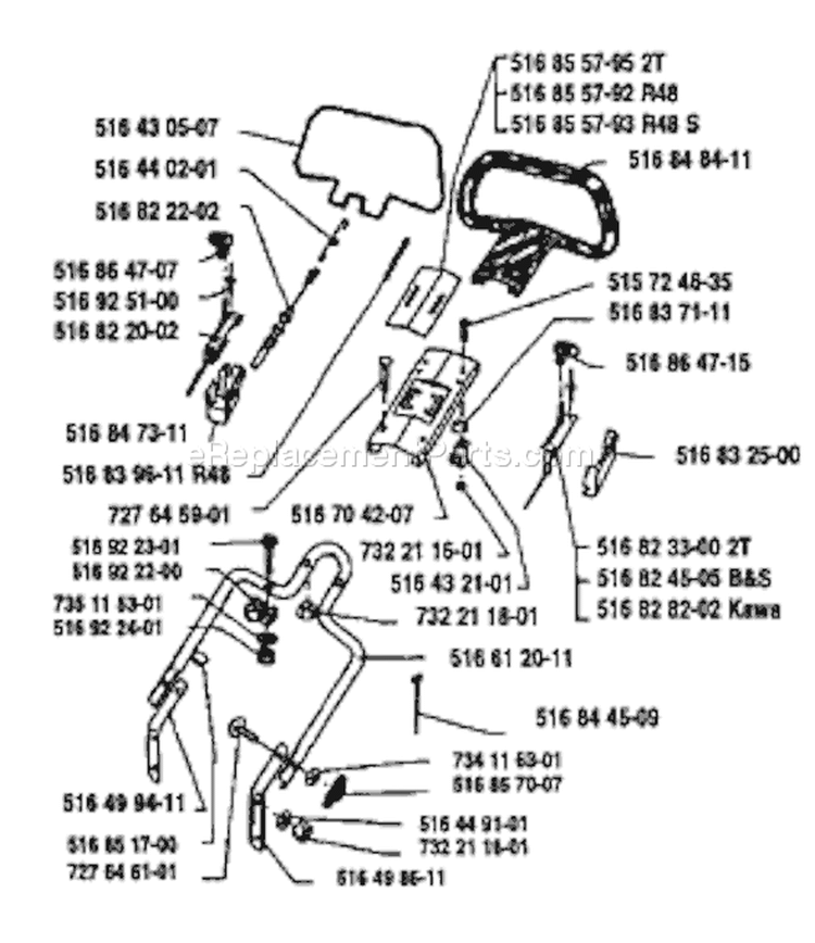 Page F Diagram and Parts List for ROYAL 19 S-2T 1993-05 Husqvarna Lawn Mower