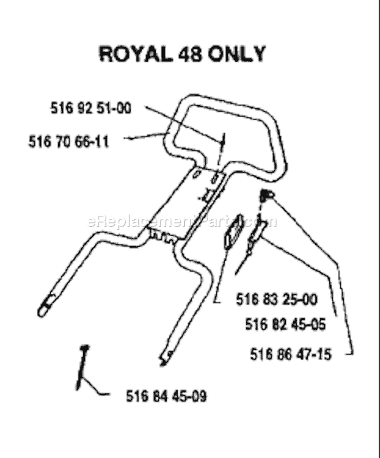 Page H Diagram and Parts List for ROYAL 19 S-2T 1993-05 Husqvarna Lawn Mower
