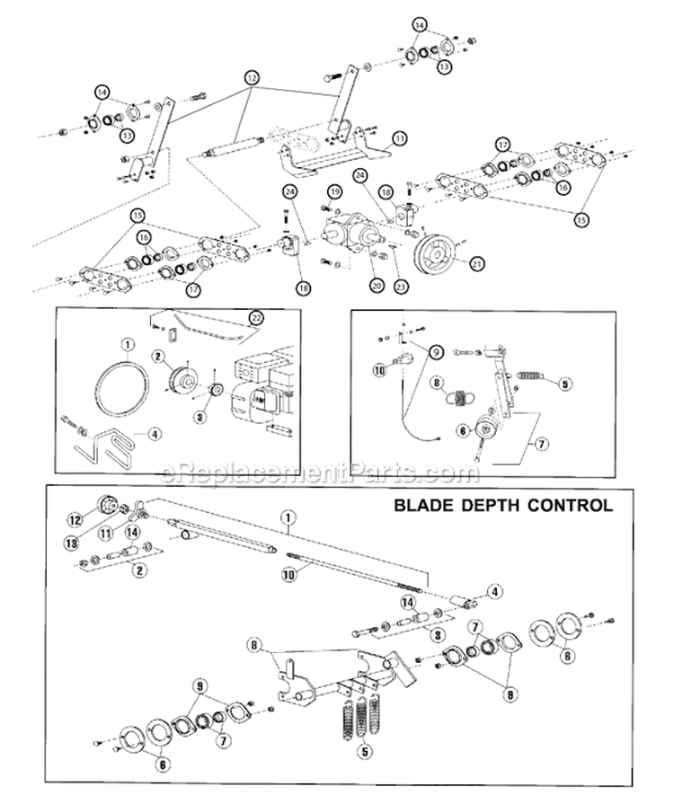 Blade Drive  Depth Control Diagram and Parts List for SC18 SC 18 968981201 - 2005-12 Husqvarna Sod Cutter