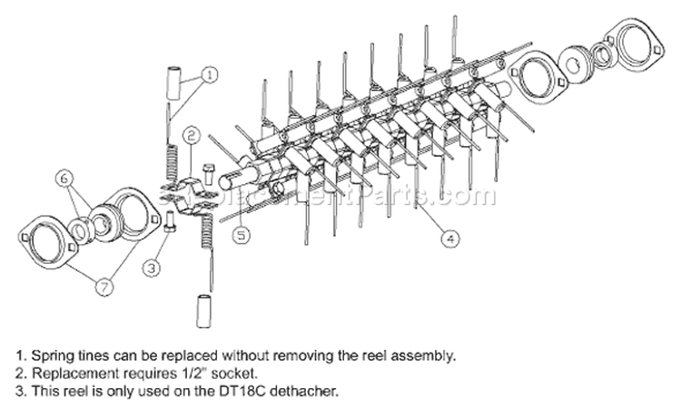Page D Diagram and Parts List for DT18C DT 18 C 2000-12 Husqvarna Dethatcher