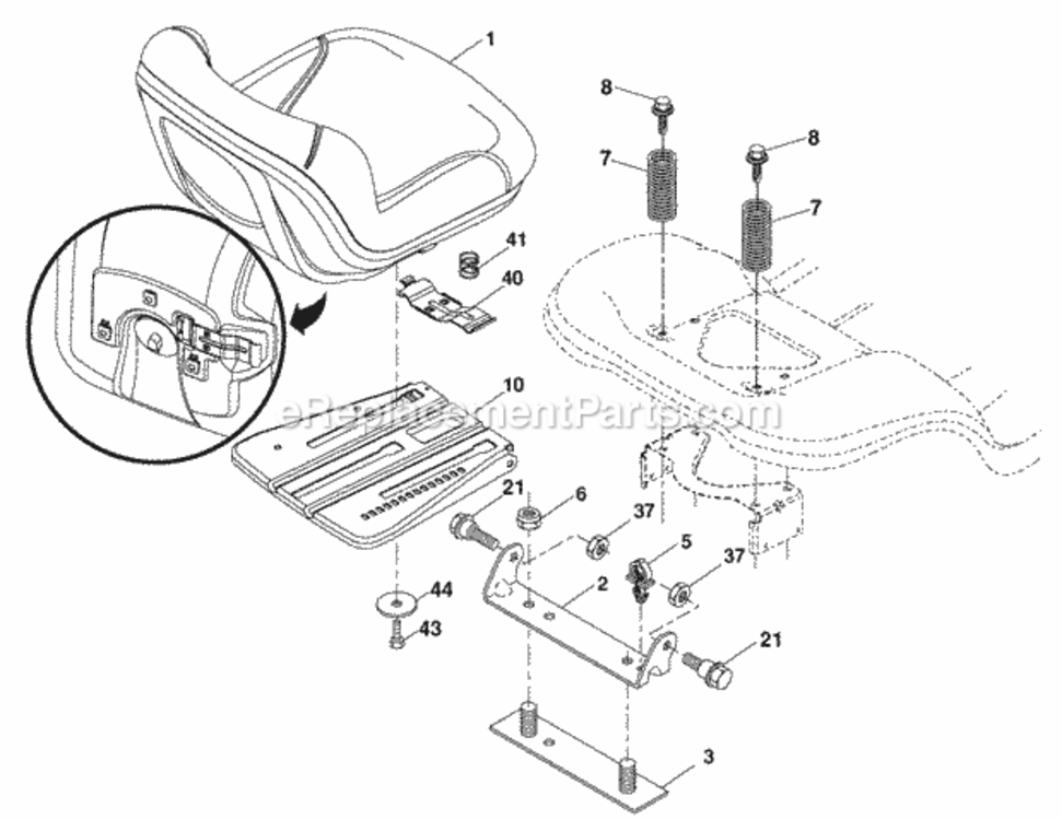 Page H Diagram and Parts List for SO20H42YT 2006-04 Husqvarna Lawn Tractor