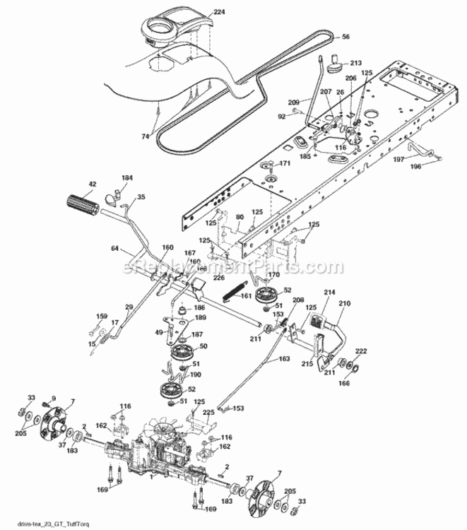 Page C Diagram and Parts List for SOGT22H48 2006-02 Husqvarna Lawn Tractor