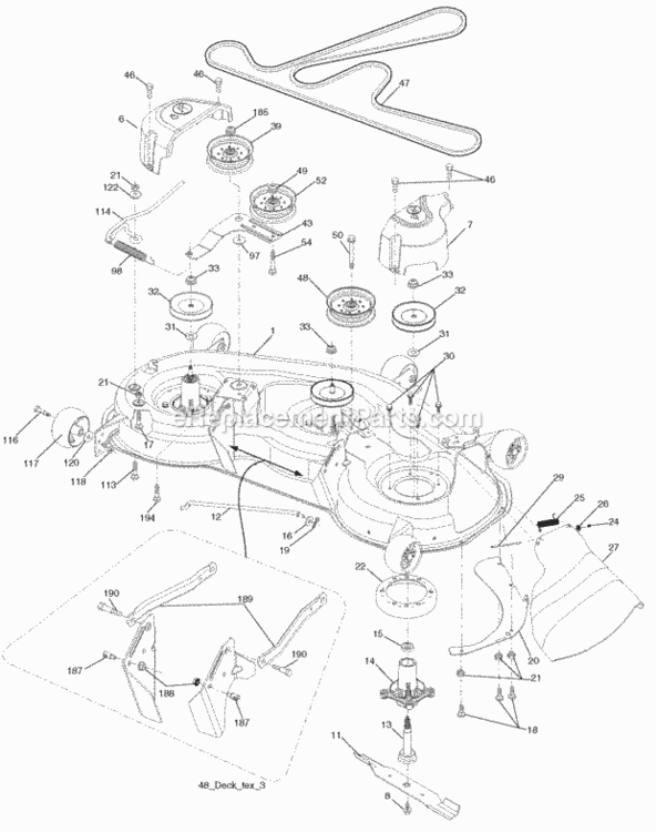 Page F Diagram and Parts List for SOGT22H48 2006-02 Husqvarna Lawn Tractor