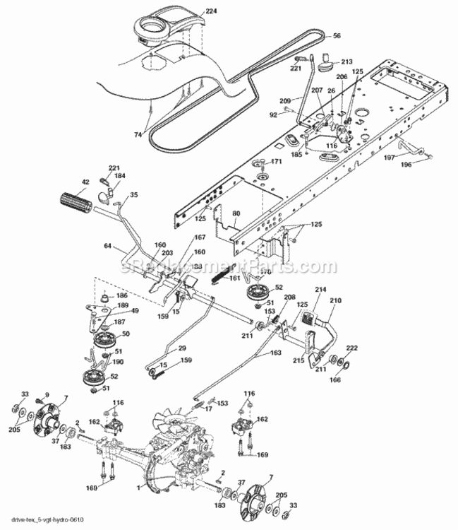 Page C Diagram and Parts List for SOGT26H54 2006-01 Husqvarna Lawn Tractor
