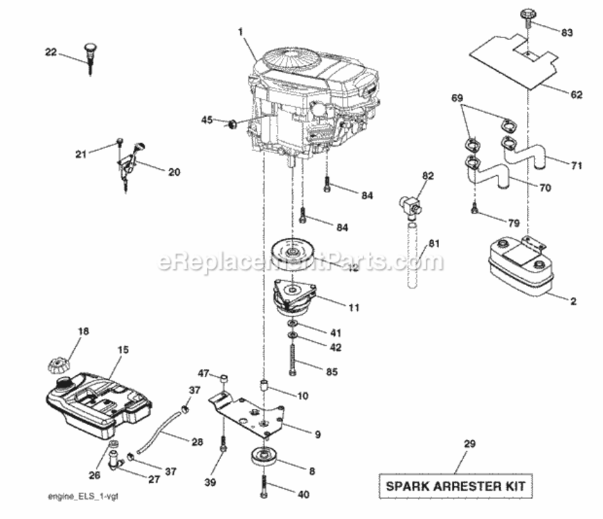 Page E Diagram and Parts List for SPGT25H54 2006-03 Husqvarna Lawn Tractor