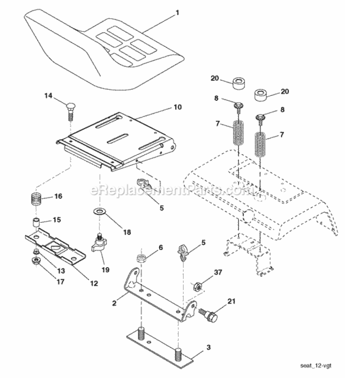 Page H Diagram and Parts List for SPGT25H54 2006-03 Husqvarna Lawn Tractor