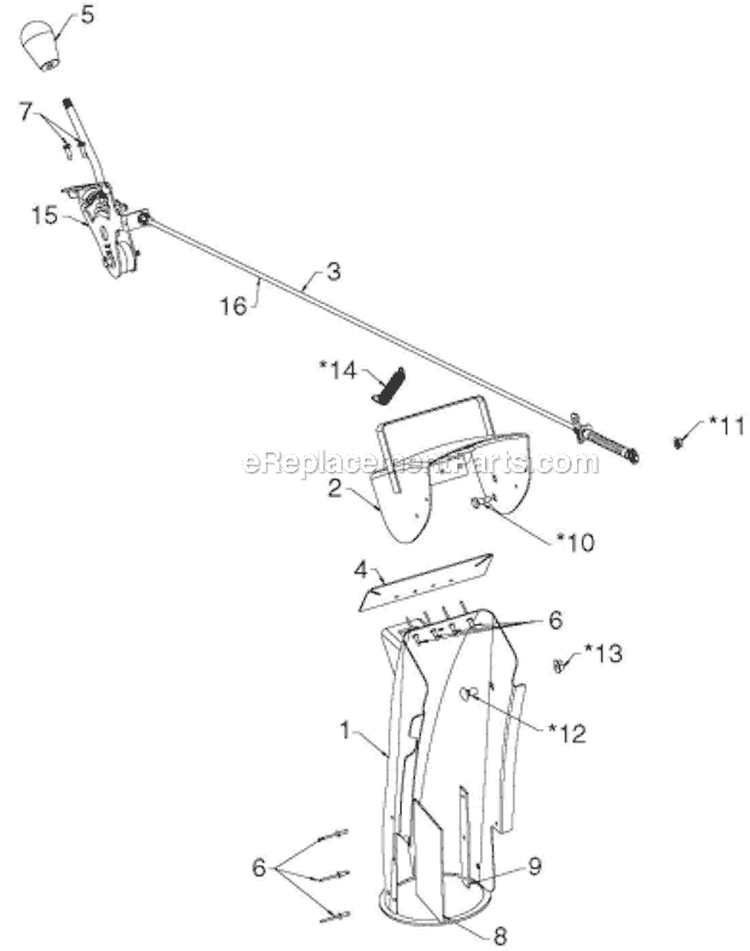 Control Panel Discharge Chute Diagram and Parts List for ST230E 96195001600 - 2012-06 Husqvarna Snow Blower