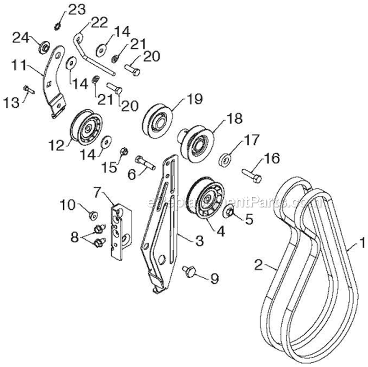 Chassis Engine Pulleys Diagram and Parts List for ST230E 96195001600 - 2012-06 Husqvarna Snow Blower