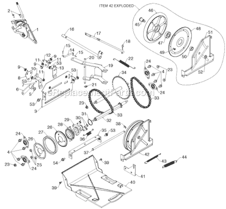 Drive Diagram and Parts List for ST230E 96195001600 - 2012-06 Husqvarna Snow Blower