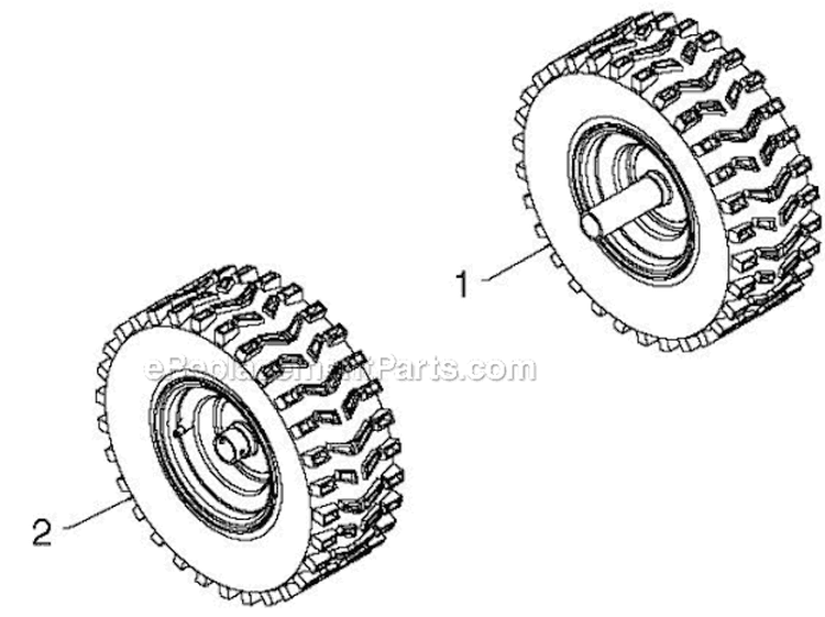Wheels Tires Diagram and Parts List for ST230E 96195001600 - 2012-06 Husqvarna Snow Blower