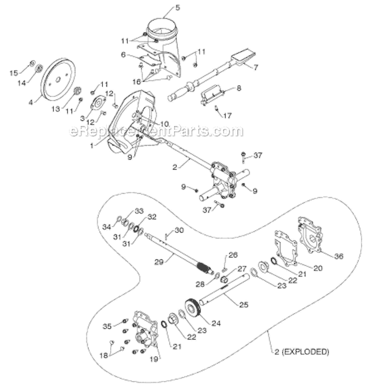 Auger Housing Impeller Diagram and Parts List for ST230E 96195001600 - 2012-06 Husqvarna Snow Blower