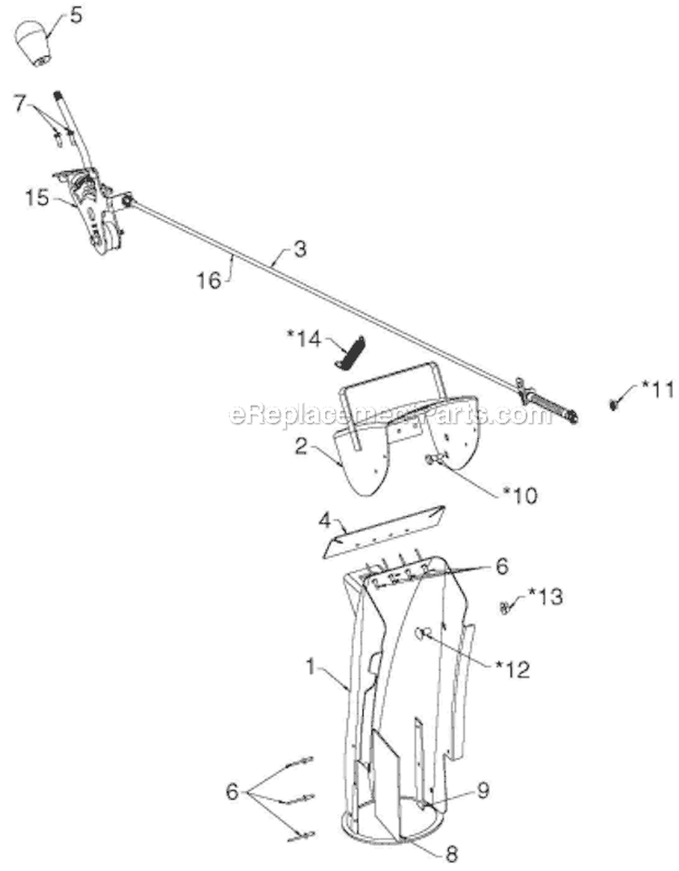 Control Panel Discharge Chute Diagram and Parts List for ST230E 96195001601 - 2012-08 Husqvarna Snow Blower