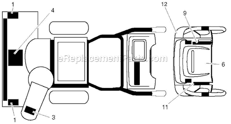 Decals Diagram and Parts List for ST230E 96195001601 - 2012-08 Husqvarna Snow Blower