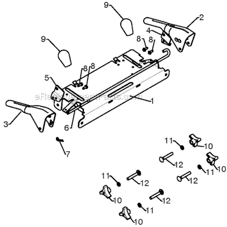 Handle Diagram and Parts List for ST230E 96195001601 - 2012-08 Husqvarna Snow Blower