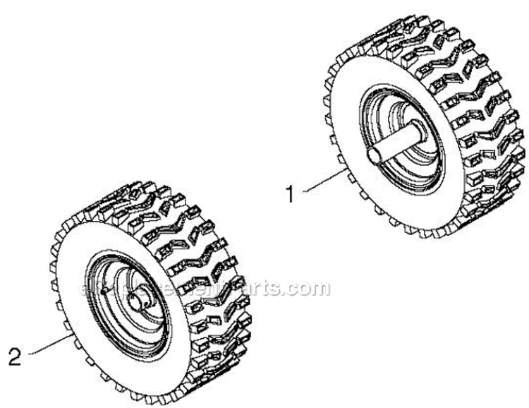 Wheels Tires Diagram and Parts List for ST230E 96195001601 - 2012-08 Husqvarna Snow Blower
