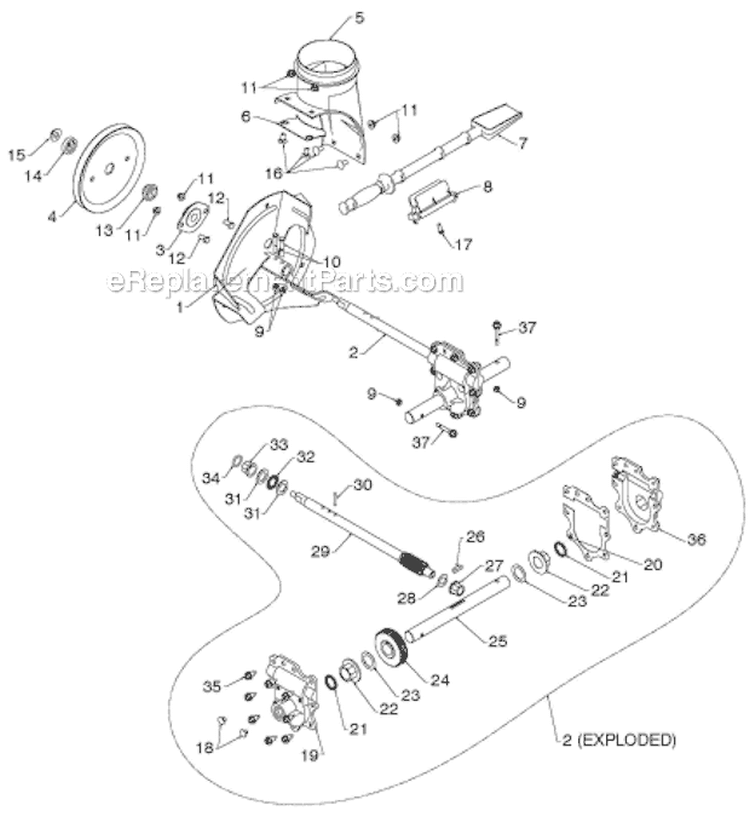 Auger Housing Impeller Diagram and Parts List for ST230E 96195001602 - 2012-08 Husqvarna Snow Blower