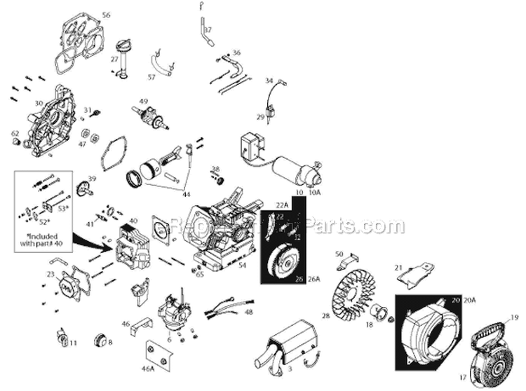 Engine Diagram and Parts List for ST121E ST 121E 96181000901 - 2012-07 Husqvarna Snow Blower