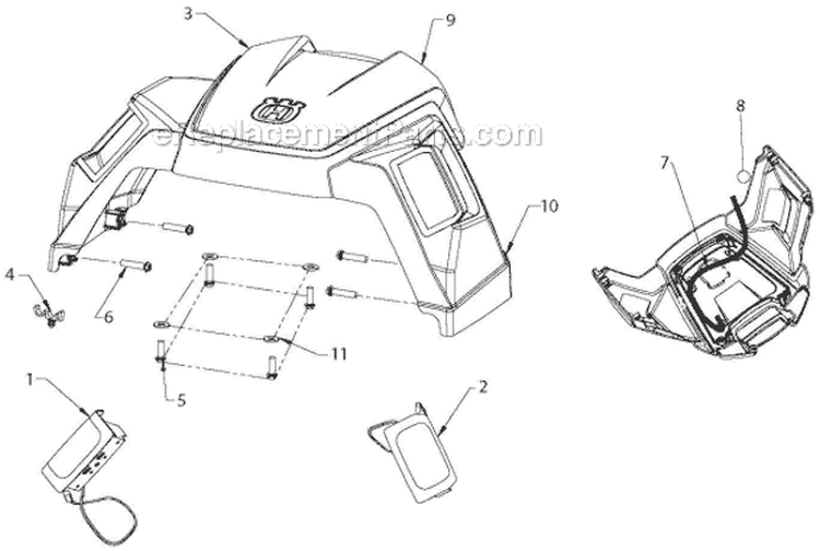 Handle and Controls Diagram and Parts List for ST121E ST 121E 96181000901 - 2012-07 Husqvarna Snow Blower