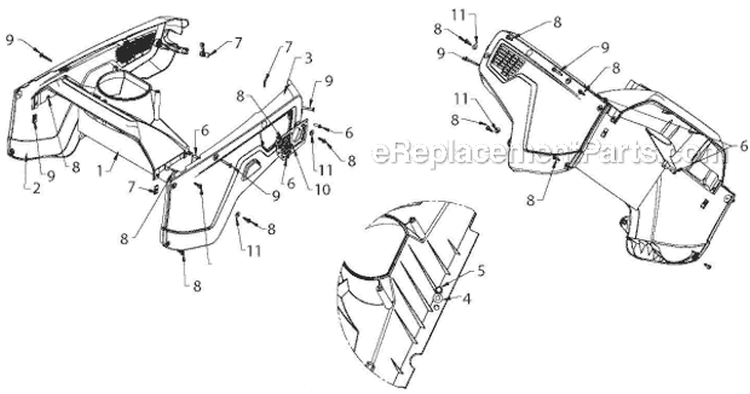 Shroud Diagram and Parts List for ST121E ST 121E 96181000901 - 2012-07 Husqvarna Snow Blower