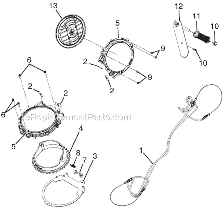 Chute Rotator Diagram and Parts List for ST121E ST 121E 96183000100 - 2011-06 Husqvarna Snow Blower