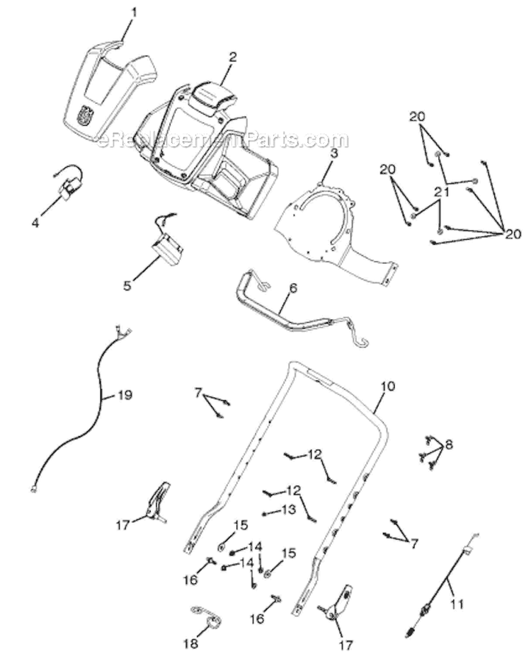 Handle Diagram and Parts List for ST121E ST 121E 96183000100 - 2011-06 Husqvarna Snow Blower