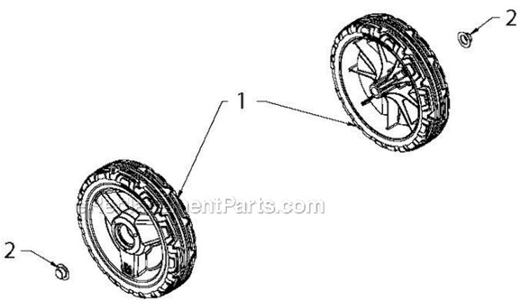 Wheels Tires Diagram and Parts List for ST121E ST 121E 96183000101 - 2012-07 Husqvarna Snow Blower