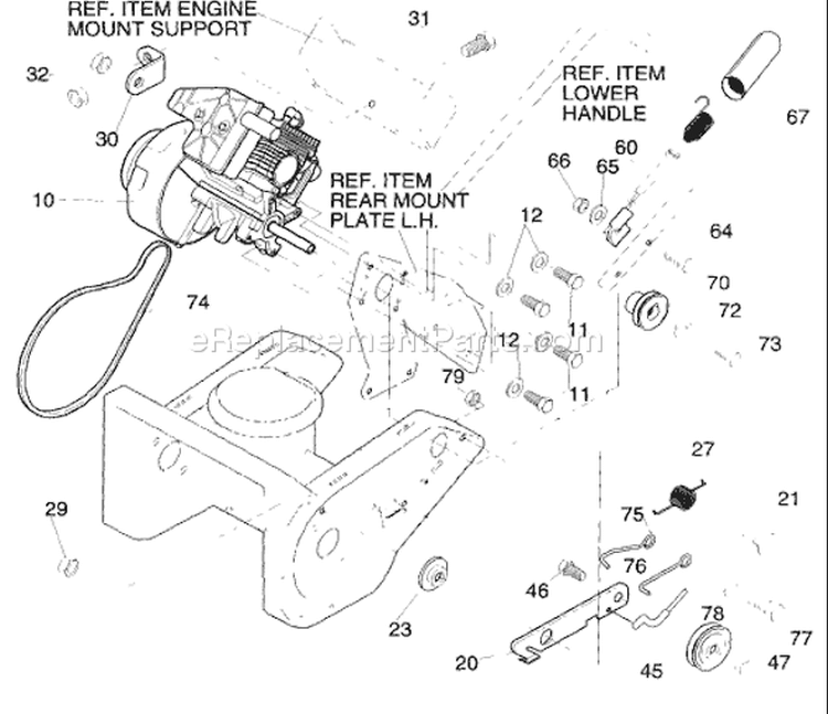 Page H Diagram and Parts List for ST21M ST 21 M 1995-09 Husqvarna Snow Blower