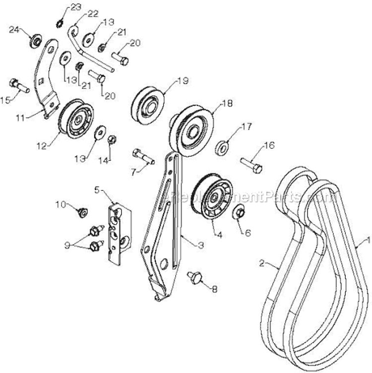 Chassis Engine Pulleys Diagram and Parts List for ST268EP ST 268EP 96191003805 - 2012-06 Husqvarna Snow Blower