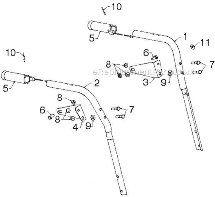 Handle Diagram and Parts List for ST276EP ST 276EP 96191003904 - 2012-06 Husqvarna Snow Blower