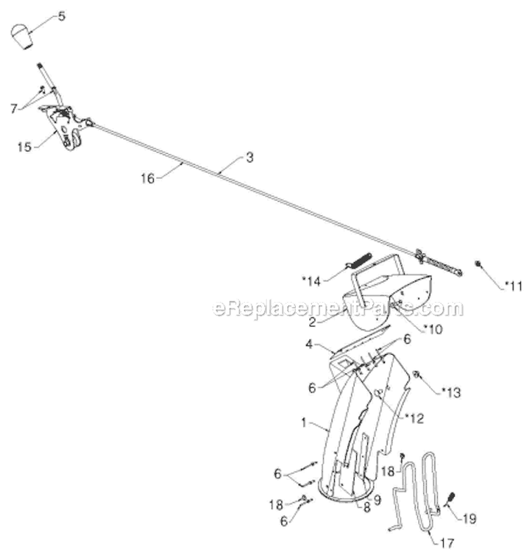 Control Panel Discharge Chute Diagram and Parts List for ST276EP ST 276EP 96191003905 - 2012-05 Husqvarna Snow Blower