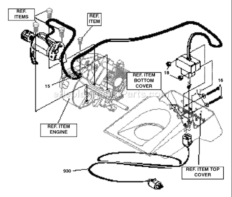 Page F Diagram and Parts List for ST521E ST 521 E 1998-02 Husqvarna Snow Blower