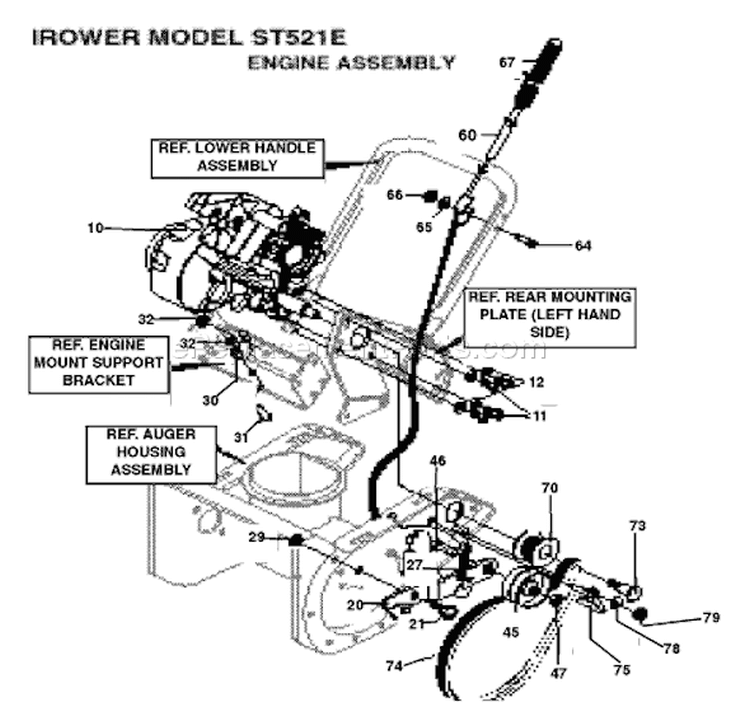 Page G Diagram and Parts List for ST521E ST 521 E 1998-02 Husqvarna Snow Blower