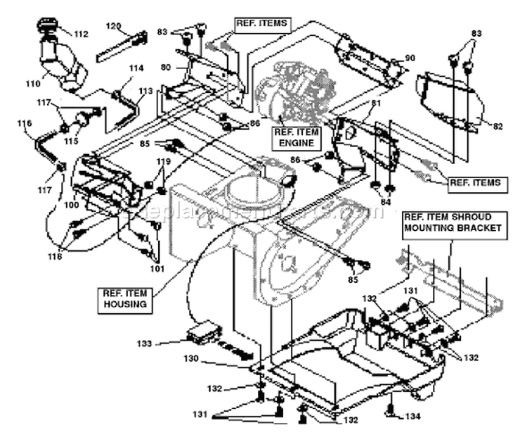 Page H Diagram and Parts List for ST521E ST 521 E 1998-02 Husqvarna Snow Blower